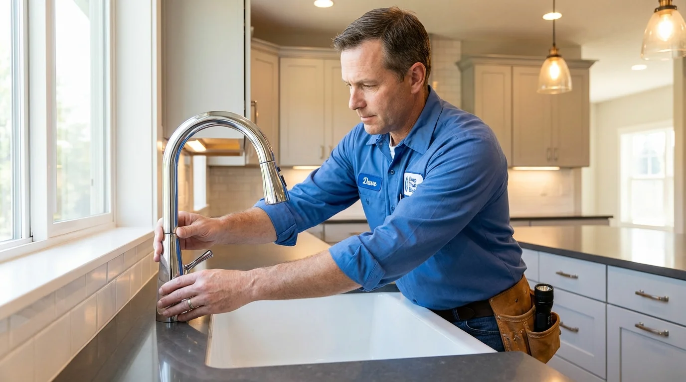 Kitchen faucet installation by Johns Plumbing LLC in Owls Head